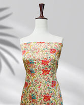 Sahira cream silk printed dress with chiffon dupatta – Highway Fashion